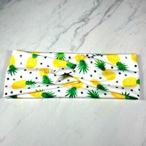 Pineapple Polka Dot Soft and Stretchy Turban/Faux Knot Headband